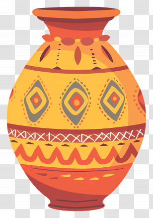Indian Clay Pot - Colorful Decorative Vase Transparent PNG