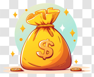Sack Of Money - Golden Money Bag With Coins Transparent PNG
