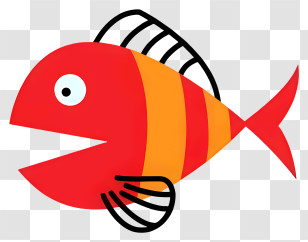 Striped Fish - Red Striped Cartoon Fish Illustration Transparent PNG