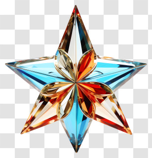 Glass Star - Multi-Colored Crystal Star Transparent PNG