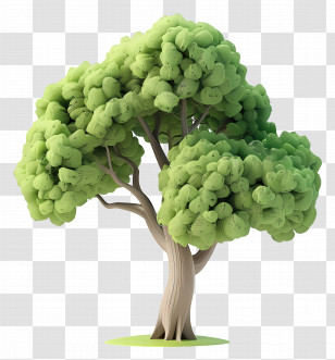 Animated Tree - 3D Tree Illustration With Lush Green Canopy Transparent PNG