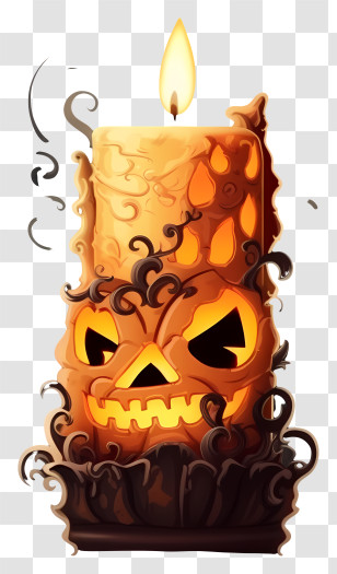 Jack O Lantern - Halloween Candle With A Carved Pumpkin Face Design Transparent PNG