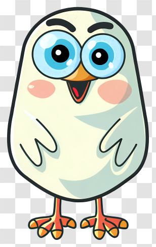 White Bird - Cartoon Style Cute Bird With Big Eyes Illustration Transparent PNG