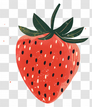 Cute Strawberry - Illustration Of A Ripe Red Strawberry Transparent PNG