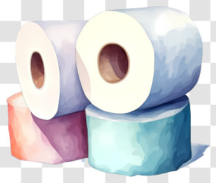 Watercolor Toilet Tissue - Colored Toilet Paper Rolls For Hygiene Transparent PNG
