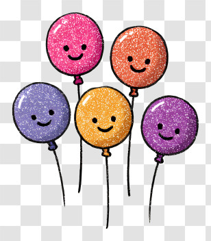 Glitter Balloons - Smiling Balloons For A Festive Party Transparent PNG