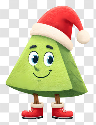 Cute Christmas Tree - Cute Triangle Tree With Santa Hat Transparent PNG