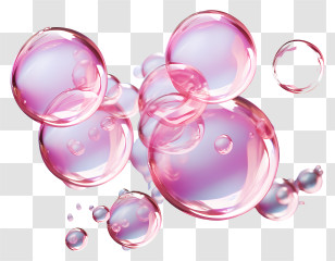 Pink Bubbles - Pink Soap Bubbles In Mid-Air Transparent PNG