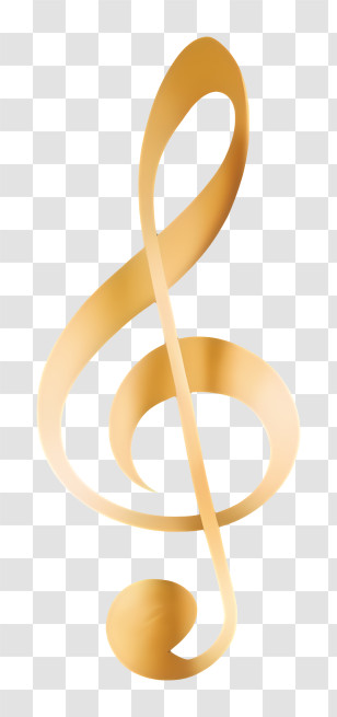 Gold Treble Clef - Golden Musical Note Transparent PNG