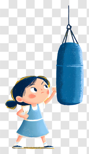 Girl Striking Punching Bag - Girl Training With A Punching Bag Transparent PNG
