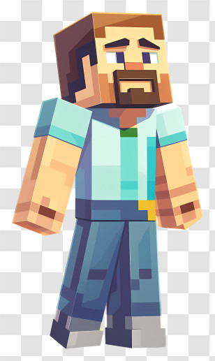 Minecraft - Blocky Game Character With Blue Outfit Transparent PNG