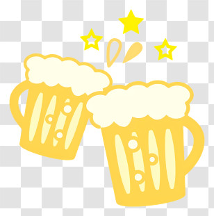 Cartoon - Frothy Beer Mugs Clinking Transparent PNG