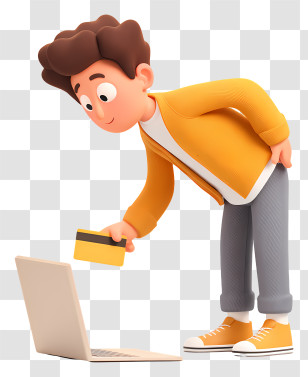 Man Holding Golden Card - Young Man Paying Online Transparent PNG