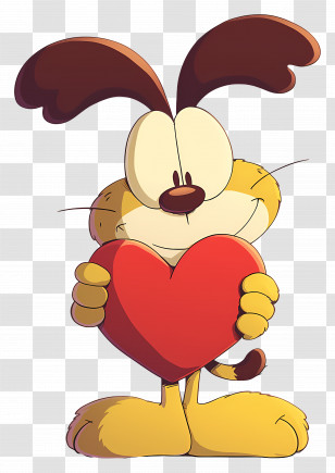 Cartoon Character - Cartoon Dog Holding A Big Red Heart Transparent PNG