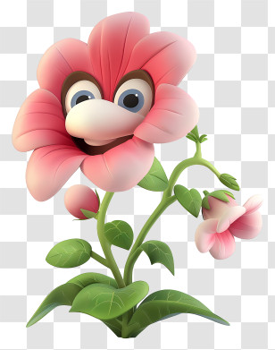 3d Cartoon Flowers - Smiling Pink Flower Cartoon Transparent PNG
