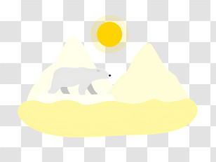 Global Warming - Polar Bear In Mountains With Sun Transparent PNG