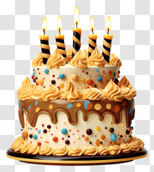 Birthday Cake - Colorful Birthday Cake With Decorative Candles Transparent PNG