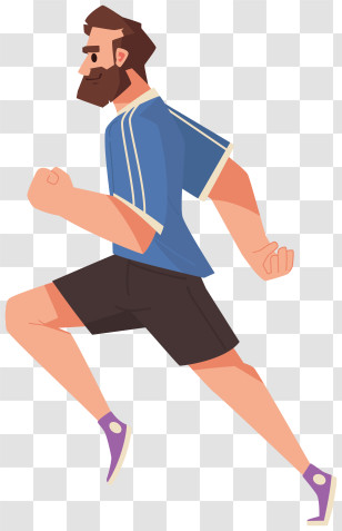 Running - Illustrated Man Jogging In Casual Sportswear Transparent PNG