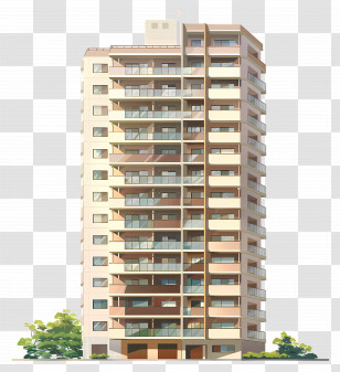 Condominium - Tall Apartment Building Transparent PNG