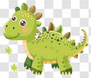 Cartoon Dinosaur - Adorable Green Cartoon Dinosaur Transparent PNG