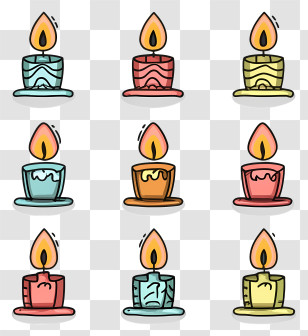 Cartoon - Colorful Burning Candles For Decoration Transparent PNG