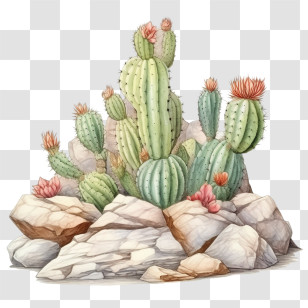 Succulent
 - Cactus Plants In Desert Rocks Transparent PNG