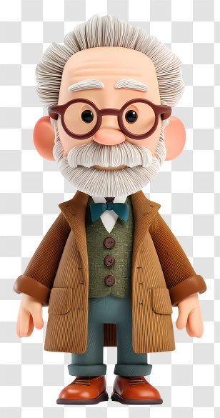 Cartoon Professor - Cartoon Of An Old Man With Glasses Transparent PNG
