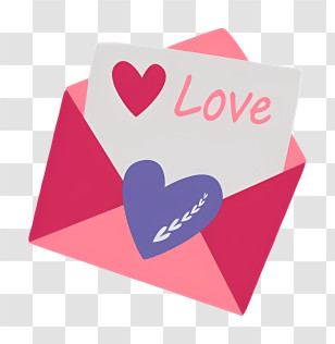 Mail - Love Letter In Pink Envelope With Hearts Transparent PNG