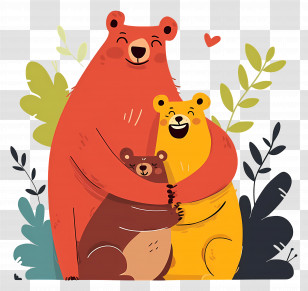 Bear Family - Cartoon Bear Family Hugging Transparent PNG