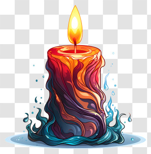 Candlelight - Abstract Artistic Candle With Vibrant Colors Transparent PNG