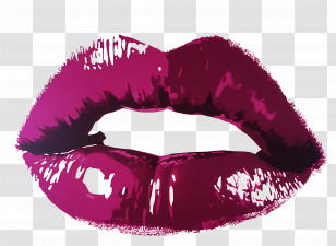Kiss Stain - Stylized Glossy Red Lips Illustration Transparent PNG