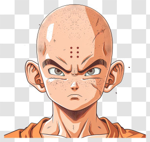 Krillin - Serious Bald Anime Character Transparent PNG