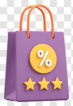Shopping Bag With Discount - Purple Shopping Bag With Discount Stars Transparent PNG