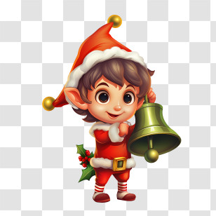 Christmas Elf - Cheerful Christmas Elf Carrying A Bell Transparent PNG