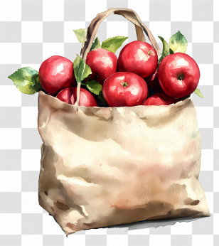 Bag Of Apples - Red Apples In Bag Illustration Transparent PNG