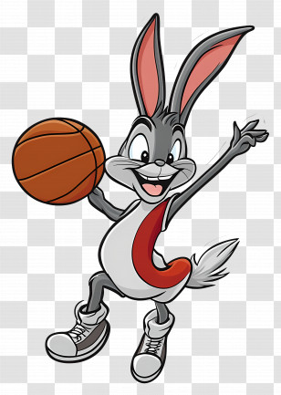 Bugs Bunny - Cartoon Rabbit Playing Basketball Transparent PNG