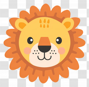 Cute Lion Face - Cute Cartoon Lion Face Illustration Transparent PNG