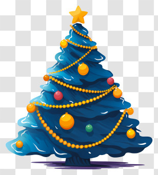 Blue Christmas Tree - Blue Christmas Tree Decorated For The Holiday Season Transparent PNG