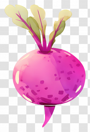 Watercolor Radish - Pink Radish With Leaves Illustration Transparent PNG