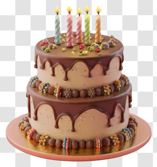 Birthday Cake - Delicious Birthday Cake With Lit Candles Transparent PNG