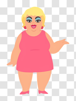Fat Body - Woman In Pink Dress Transparent PNG