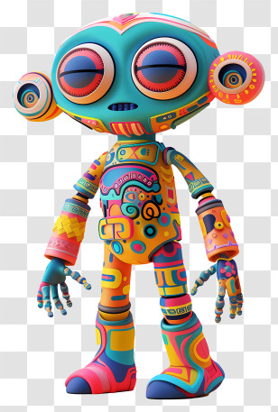 Paper Document - Colorful Futuristic Robot Illustration Transparent PNG