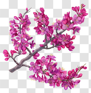Redbud Tree - Beautiful Pink Flowers On Branch Transparent PNG