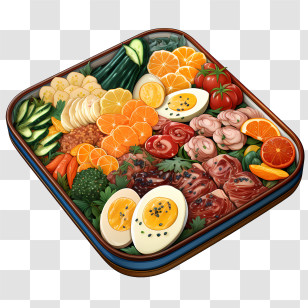 Bento Box - Bento Box With A Mix Of Proteins, Vegetables, And Fruits Transparent PNG