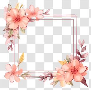 Frame With Flowers - Floral Frame With Pink Flowers Transparent PNG