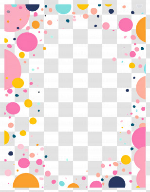 Cute Frame - Colorful Confetti Border Frame Transparent PNG