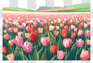 Tulip Field - Beautiful Tulip Field In Bloom Transparent PNG