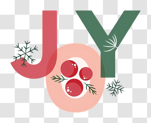 Christmas - JOY Lettering Design With Christmas Themed Elements Transparent PNG