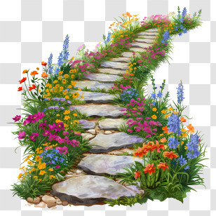 Spring Garden Path - Beautiful Stone Path In Garden Transparent PNG