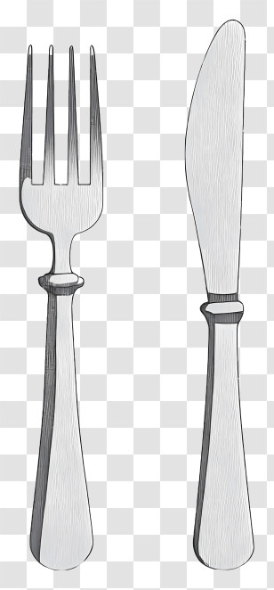 Fork And Knife - Elegant Fork And Knife Illustration Transparent PNG